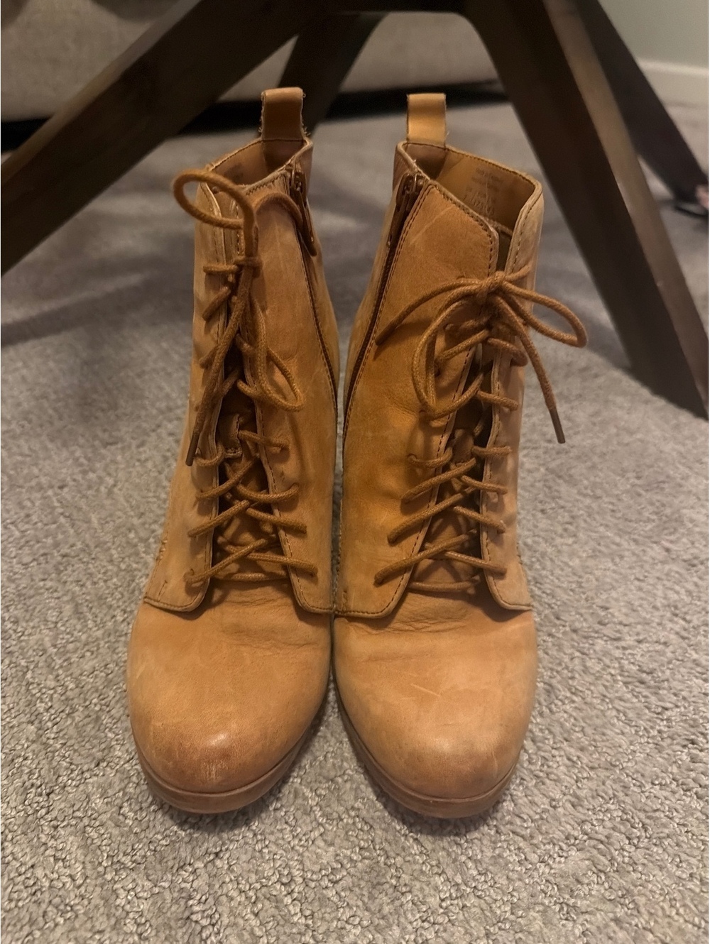 ALDO Tan Leather Lace-Up Ankle Boots Size 7